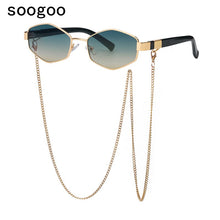 Load image into Gallery viewer, 2023 Trendy Vintage Hexagon With Chain Necklace Sunglasses Small Frame Sun Glasses  Brand Designer Eyewear UV400 Lunettes