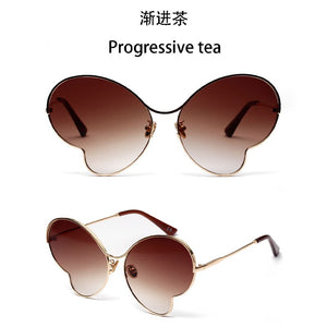 2023 Vintage Butterfly Wings Sunglasses Rimless Women Clear Lens Eyewear Men Pink Sun Glasses UV400 Eyewear Female