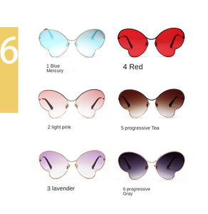 2023 Vintage Butterfly Wings Sunglasses Rimless Women Clear Lens Eyewear Men Pink Sun Glasses UV400 Eyewear Female