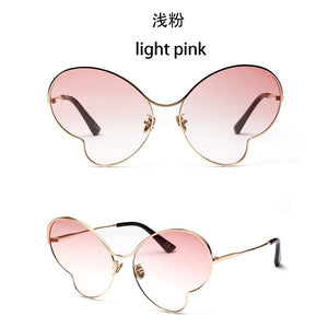 2023 Vintage Butterfly Wings Sunglasses Rimless Women Clear Lens Eyewear Men Pink Sun Glasses UV400 Eyewear Female