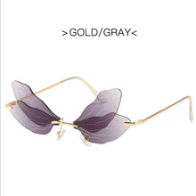 Load image into Gallery viewer, 2023 Vintage Dragonfly Wings Sunglasses Rimless Women Clear Lens Eyewear Men Pink Sun Glasses UV400 Eyewear Female