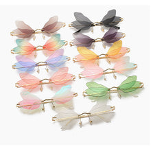 Load image into Gallery viewer, 2023 Vintage Dragonfly Wings Sunglasses Rimless Women Clear Lens Eyewear Men Pink Sun Glasses UV400 Eyewear Female