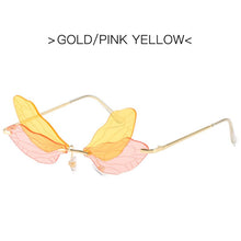 Load image into Gallery viewer, 2023 Vintage Dragonfly Wings Sunglasses Rimless Women Clear Lens Eyewear Men Pink Sun Glasses UV400 Eyewear Female