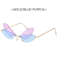 Load image into Gallery viewer, 2023 Vintage Dragonfly Wings Sunglasses Rimless Women Clear Lens Eyewear Men Pink Sun Glasses UV400 Eyewear Female