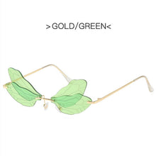 Load image into Gallery viewer, 2023 Vintage Dragonfly Wings Sunglasses Rimless Women Clear Lens Eyewear Men Pink Sun Glasses UV400 Eyewear Female