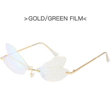 Load image into Gallery viewer, 2023 Vintage Dragonfly Wings Sunglasses Rimless Women Clear Lens Eyewear Men Pink Sun Glasses UV400 Eyewear Female
