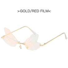 Load image into Gallery viewer, 2023 Vintage Dragonfly Wings Sunglasses Rimless Women Clear Lens Eyewear Men Pink Sun Glasses UV400 Eyewear Female