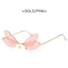 Load image into Gallery viewer, 2023 Vintage Dragonfly Wings Sunglasses Rimless Women Clear Lens Eyewear Men Pink Sun Glasses UV400 Eyewear Female