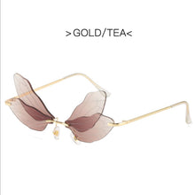 Load image into Gallery viewer, 2023 Vintage Dragonfly Wings Sunglasses Rimless Women Clear Lens Eyewear Men Pink Sun Glasses UV400 Eyewear Female