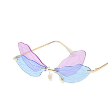 Load image into Gallery viewer, 2023 Vintage Dragonfly Wings Sunglasses Rimless Women Clear Lens Eyewear Men Pink Sun Glasses UV400 Eyewear Female