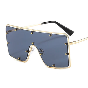 2023 Vintage Overized Square Sunglasses Men Women Metal Frame Sunglasses One Piece Retro Sun Glasses Women  Eyewear UV400