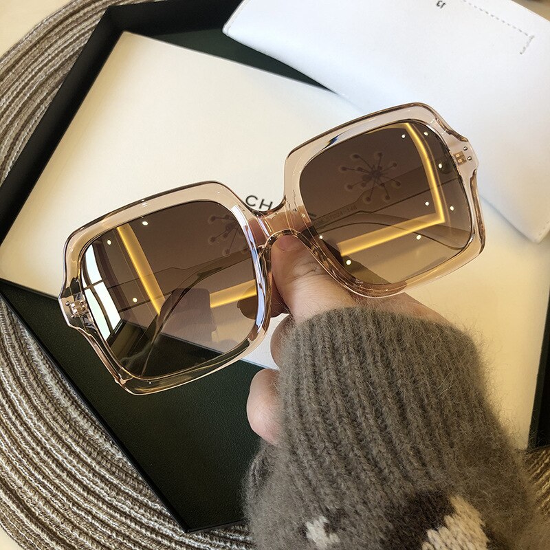 2023 Vintage Sunglasses Square Large Frame Sunglasses Women Brand Designer  Retro Gradient Color Sunglasses Eyewear UV400