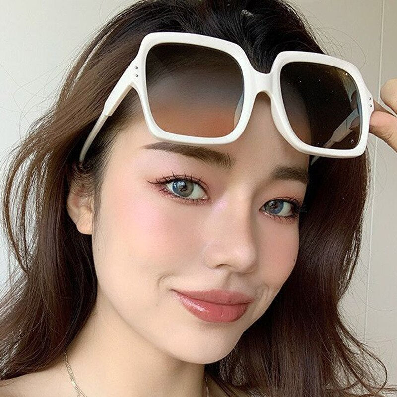 2023 Vintage Sunglasses Square Large Frame Sunglasses Women Brand Designer  Retro Gradient Color Sunglasses Eyewear UV400
