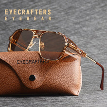Carica l&#39;immagine nel visualizzatore di Gallery, 2022 Donna Uomo Steampunk Occhiali da sole Retro Shades Side Shields Style Square Metal Occhiali da sole Occhiali Punk UV400