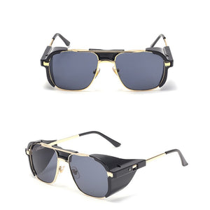 2022 Donna Uomo Steampunk Occhiali da sole Retro Shades Side Shields Style Square Metal Occhiali da sole Occhiali Punk UV400