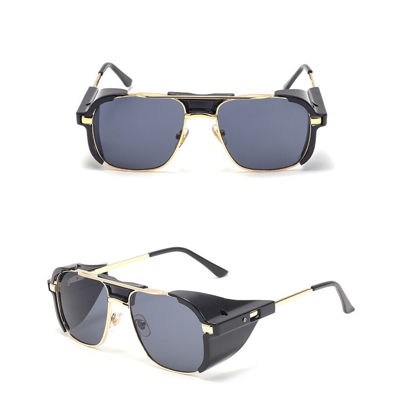 2022 Donna Uomo Steampunk Occhiali da sole Retro Shades Side Shields Style Square Metal Occhiali da sole Occhiali Punk UV400