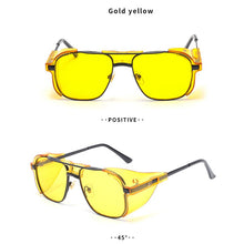 Carica l&#39;immagine nel visualizzatore di Gallery, 2022 Donna Uomo Steampunk Occhiali da sole Retro Shades Side Shields Style Square Metal Occhiali da sole Occhiali Punk UV400