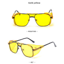 Load image into Gallery viewer, 2022 Women Men Steampunk Sunglasses Retro Shades  Side Shields Style Square Metal Sun Glasses Goggles Punk UV400