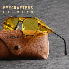 Carica l&#39;immagine nel visualizzatore di Gallery, 2022 Donna Uomo Steampunk Occhiali da sole Retro Shades Side Shields Style Square Metal Occhiali da sole Occhiali Punk UV400