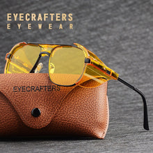 Carica l&#39;immagine nel visualizzatore di Gallery, 2022 Donna Uomo Steampunk Occhiali da sole Retro Shades Side Shields Style Square Metal Occhiali da sole Occhiali Punk UV400