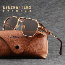 Carica l&#39;immagine nel visualizzatore di Gallery, 2022 Donna Uomo Steampunk Occhiali da sole Retro Shades Side Shields Style Square Metal Occhiali da sole Occhiali Punk UV400