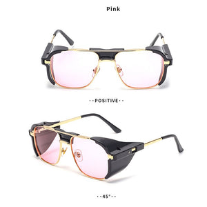 2022 Women Men Steampunk Sunglasses Retro Shades  Side Shields Style Square Metal Sun Glasses Goggles Punk UV400