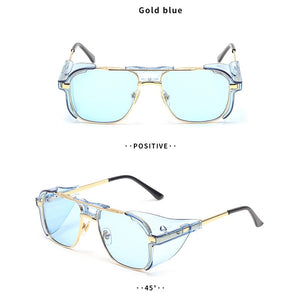 2022 Donna Uomo Steampunk Occhiali da sole Retro Shades Side Shields Style Square Metal Occhiali da sole Occhiali Punk UV400