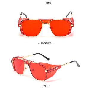 2022 Women Men Steampunk Sunglasses Retro Shades  Side Shields Style Square Metal Sun Glasses Goggles Punk UV400