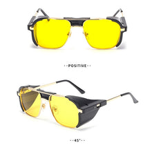 Carica l&#39;immagine nel visualizzatore di Gallery, 2022 Donna Uomo Steampunk Occhiali da sole Retro Shades Side Shields Style Square Metal Occhiali da sole Occhiali Punk UV400
