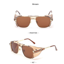 Carica l&#39;immagine nel visualizzatore di Gallery, 2022 Donna Uomo Steampunk Occhiali da sole Retro Shades Side Shields Style Square Metal Occhiali da sole Occhiali Punk UV400