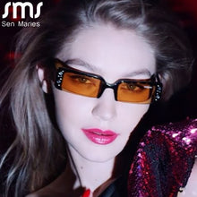 Carica l&#39;immagine nel visualizzatore di Gallery, 2023 Women Diamond Sunglasses Small Frame Rectangular Sun Glasses Retro Punk Glasses UV400