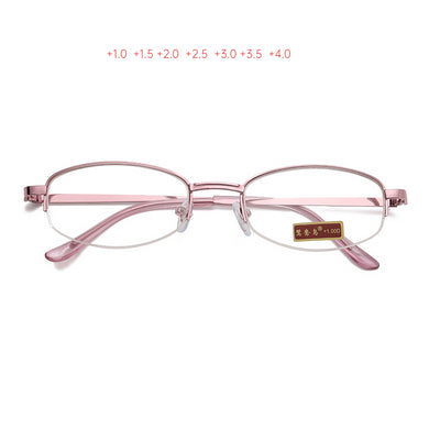 2023 Women Thin Frame Half Frame Metal Alloy Anti-fatigue Reading Glasses  Purple Presbyopic Glasses +1.0 To +4.0