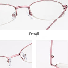Load image into Gallery viewer, 2023 Women Thin Frame Half Frame Metal Alloy Anti-fatigue Reading Glasses  Purple Presbyopic Glasses +1.0 To +4.0