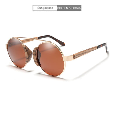 2023 Wooden Bamboo Round Sunglasses For Men And Women Polarized Lens Glasses Brand Designer