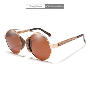 2023 Wooden Bamboo Round Sunglasses For Men And Women Polarized Lens Glasses Brand Designer