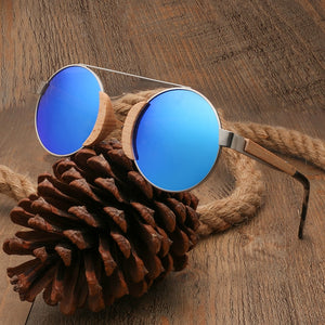 2023 Wooden Bamboo Round Sunglasses For Men And Women Polarized Lens Glasses Brand Designer