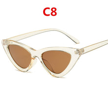 Load image into Gallery viewer, 2022 fashion sunglasses woman brand Designer vintage retro triangular cat eye glasses oculos De Sol Transparent ocean uv400