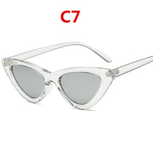 Load image into Gallery viewer, 2022 fashion sunglasses woman brand Designer vintage retro triangular cat eye glasses oculos De Sol Transparent ocean uv400