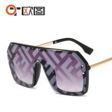 Load image into Gallery viewer, 2022 futuristic big rectangle FF logo sunglasses women uv400 high quality oversized shades for women retro mirro oculos de sol