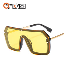 Load image into Gallery viewer, 2022 futuristic big rectangle FF logo sunglasses women uv400 high quality oversized shades for women retro mirro oculos de sol