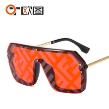 Load image into Gallery viewer, 2022 futuristic big rectangle FF logo sunglasses women uv400 high quality oversized shades for women retro mirro oculos de sol
