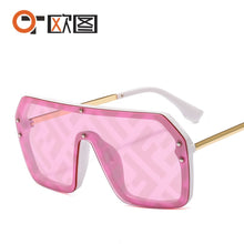 Load image into Gallery viewer, 2022 futuristic big rectangle FF logo sunglasses women uv400 high quality oversized shades for women retro mirro oculos de sol