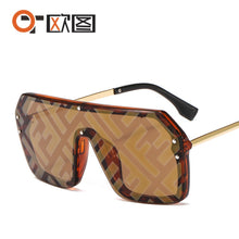 Load image into Gallery viewer, 2022 futuristic big rectangle FF logo sunglasses women uv400 high quality oversized shades for women retro mirro oculos de sol