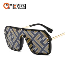 Load image into Gallery viewer, 2022 futuristic big rectangle FF logo sunglasses women uv400 high quality oversized shades for women retro mirro oculos de sol