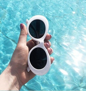 2023 goggle Kurt Cobain glasses oval sunglasses ladies trendy  Vintage retro sunglasses Women's white black eyewear UV