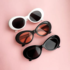 2023 goggle Kurt Cobain glasses oval sunglasses ladies trendy  Vintage retro sunglasses Women's white black eyewear UV