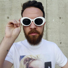 Load image into Gallery viewer, 2022 goggle Kurt Cobain glasses oval sunglasses ladies trendy  hot Vintage retro sunglasses Women's white black eyewear UV