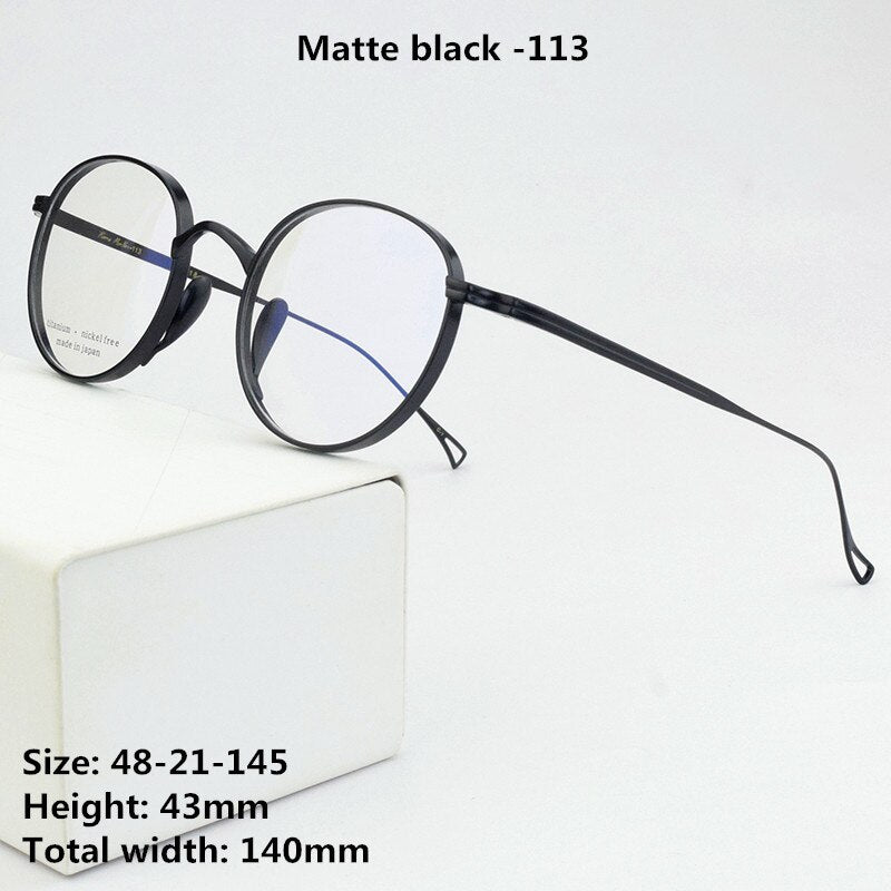 2023  Brand Round Titanium Glasses Frame Men Optical Myopia Prescription Eyeglasses Frame Women Ultralight Eyewear 113