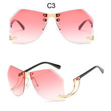 Load image into Gallery viewer, 2023 nuevo Irregular sin montura gafas de sol mujer marca diseñador Marco de aleación de gran tamaño de gafas de sol de moda de mujer gafas de sol transparentes