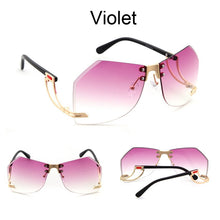 Load image into Gallery viewer, 2023 nuevo Irregular sin montura gafas de sol mujer marca diseñador Marco de aleación de gran tamaño de gafas de sol de moda de mujer gafas de sol transparentes
